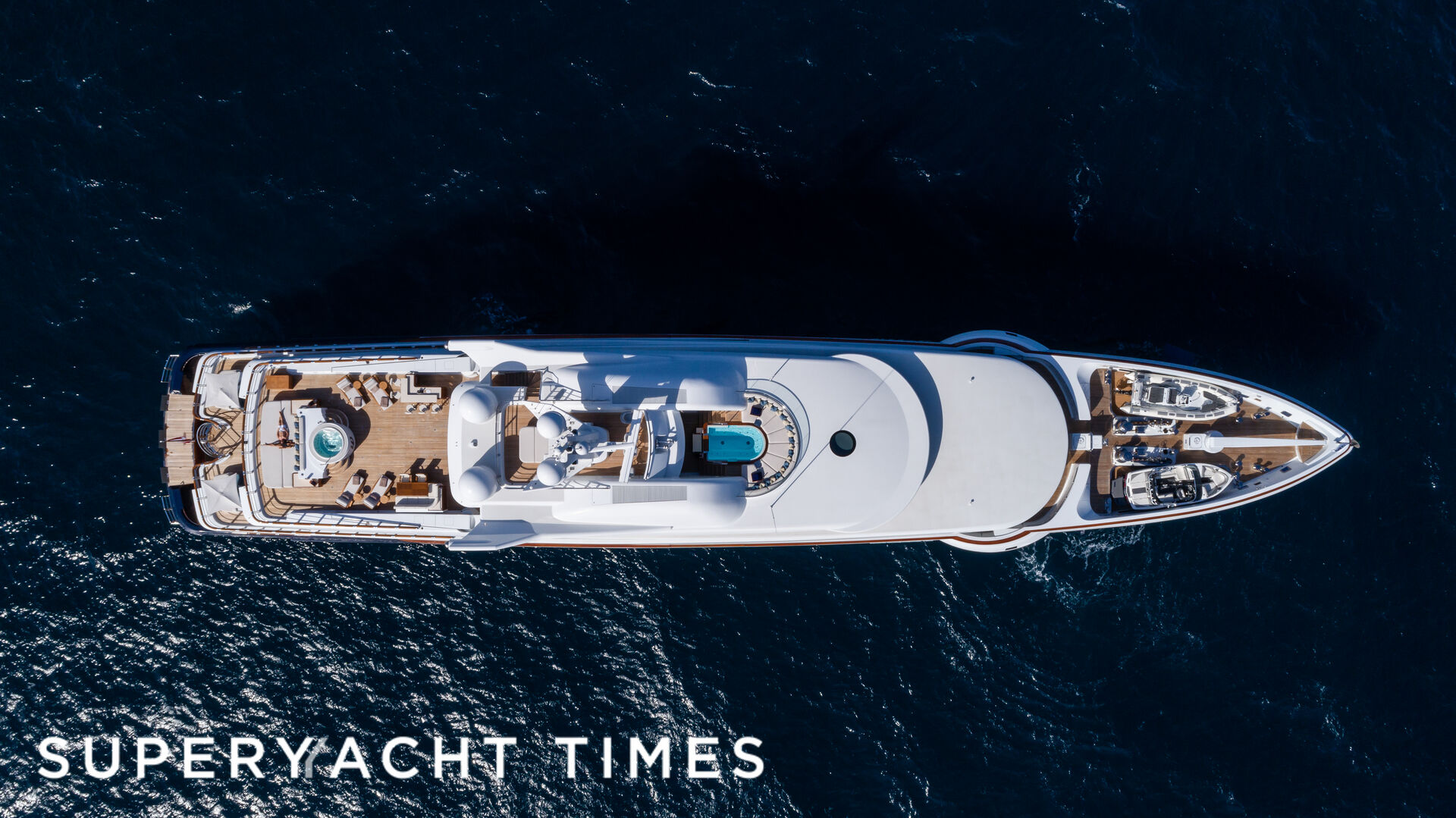 Wheels yacht at anchor aerial