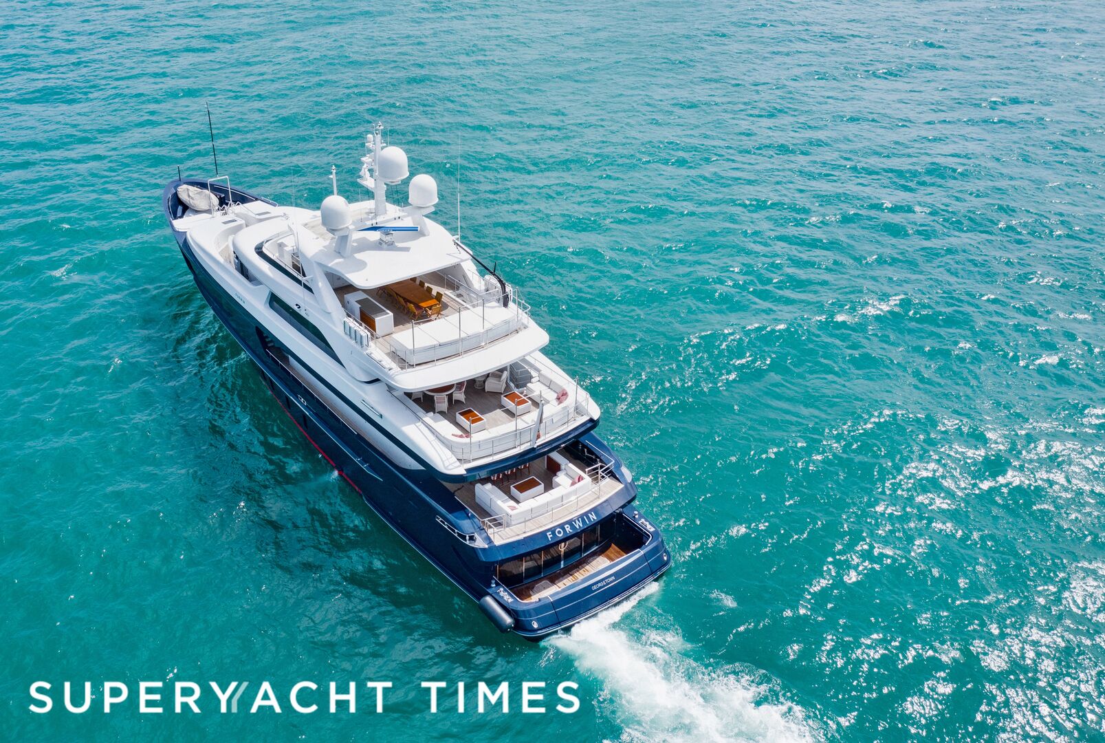 Forwin yacht cruising aerial