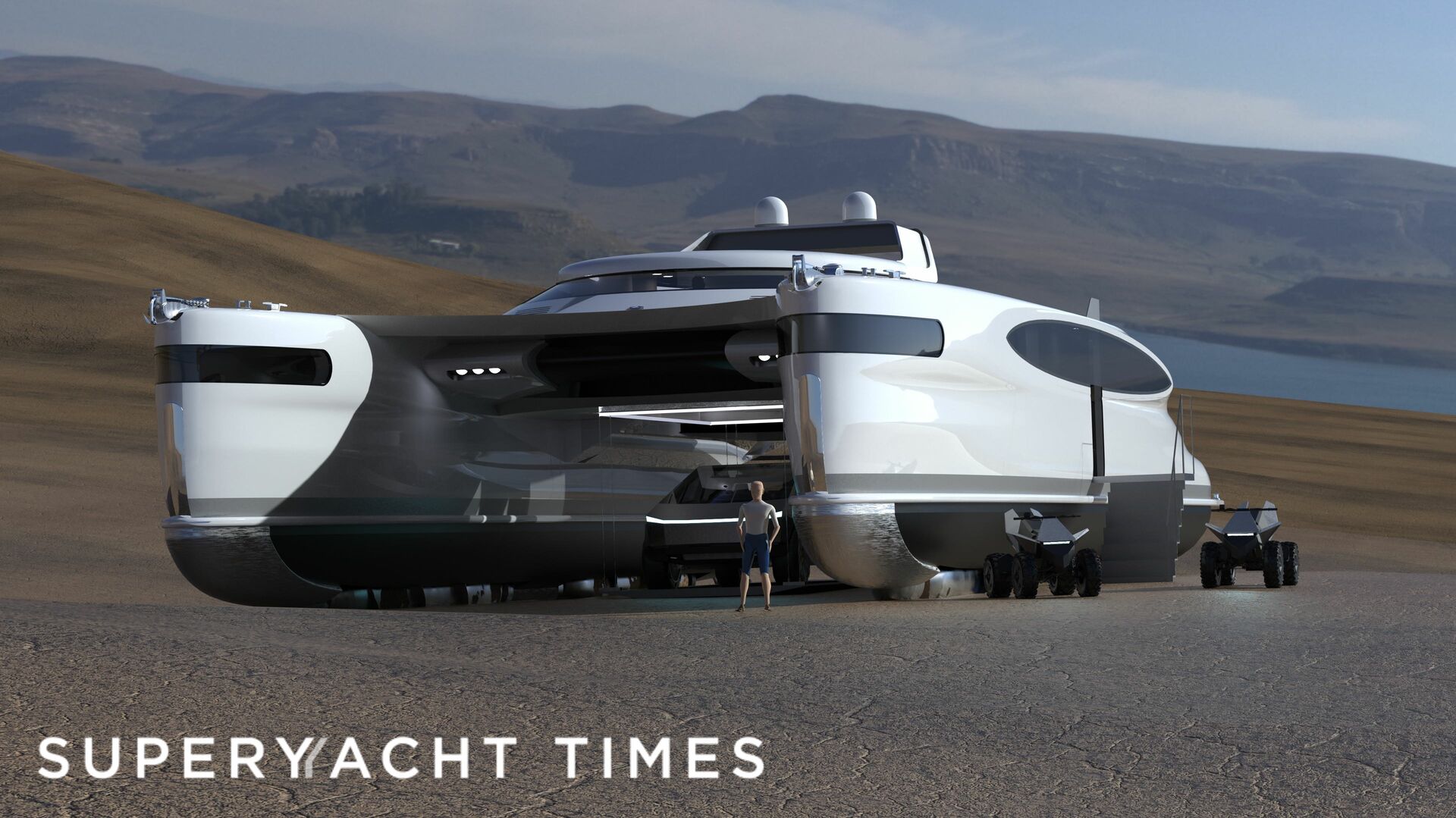 Meet the €24m solar-powered amphibious catamaran concept