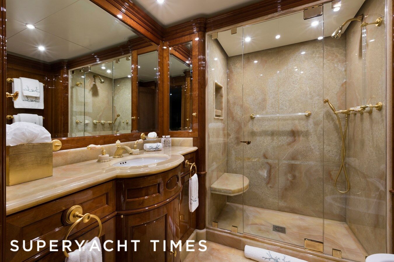 Onboard 61m CRN superyacht Katharine showcasing a chateau-inspired