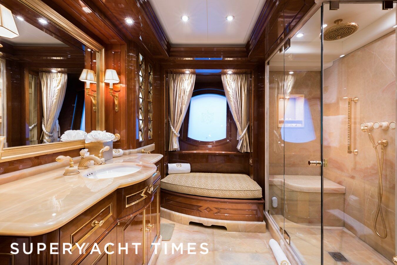Onboard 61m CRN superyacht Katharine showcasing a chateau-inspired