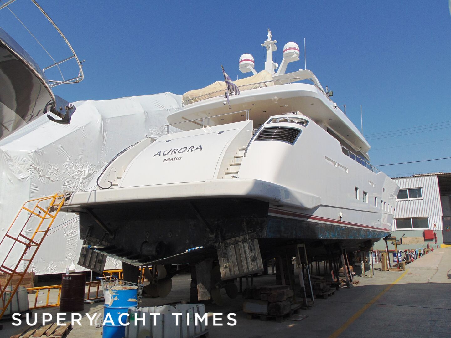 Aurora in refit at Papilas shipyard