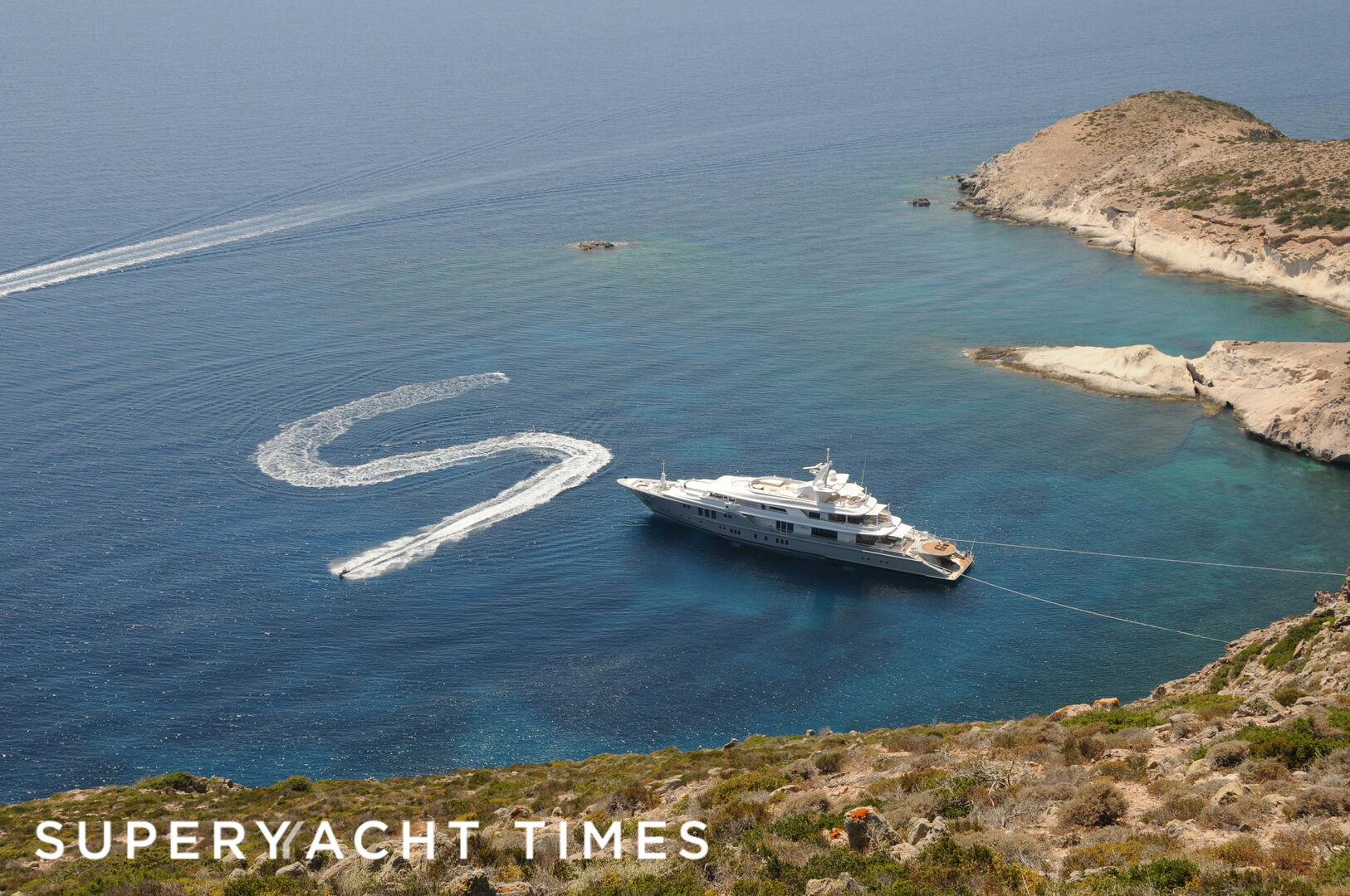 Siren yacht anchored
