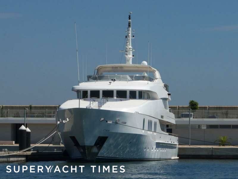 Suver yacht in marina 