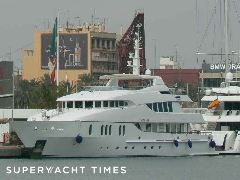 Suver yacht in marina 