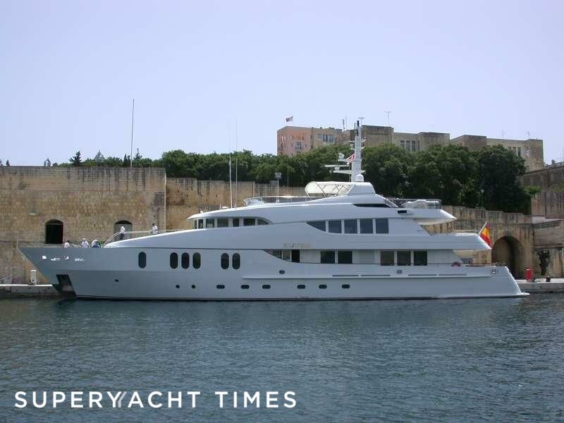 Suver yacht in marina 