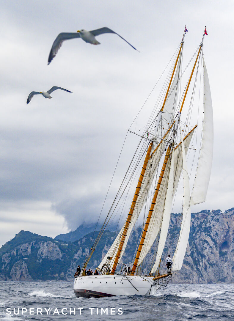Puritan schooner racing in Capri