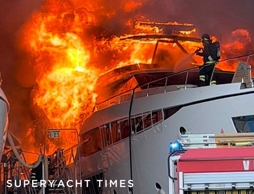Yacht fire at Ferretti Shipyard in Cattolica