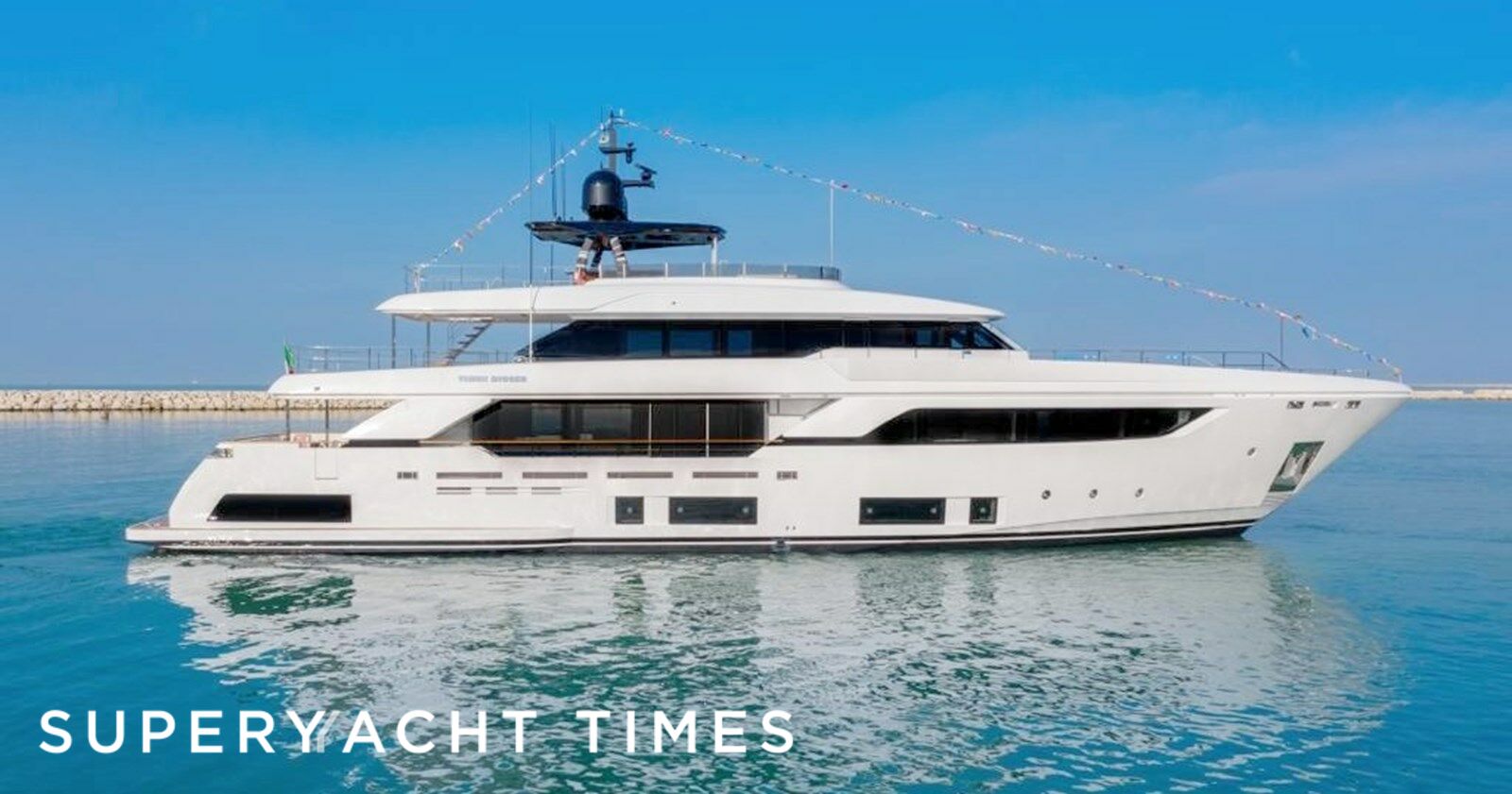 37m Custom Line yacht Think Bigger sold and renamed