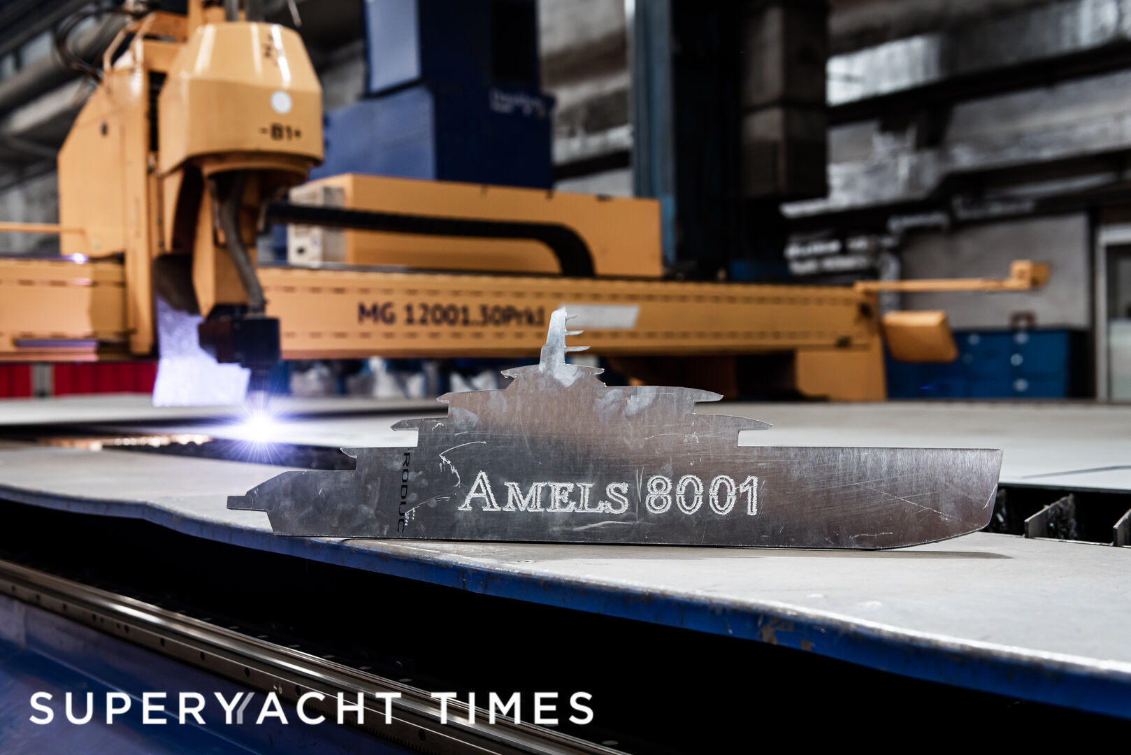 Amels 80 yacht steel cutting in-build