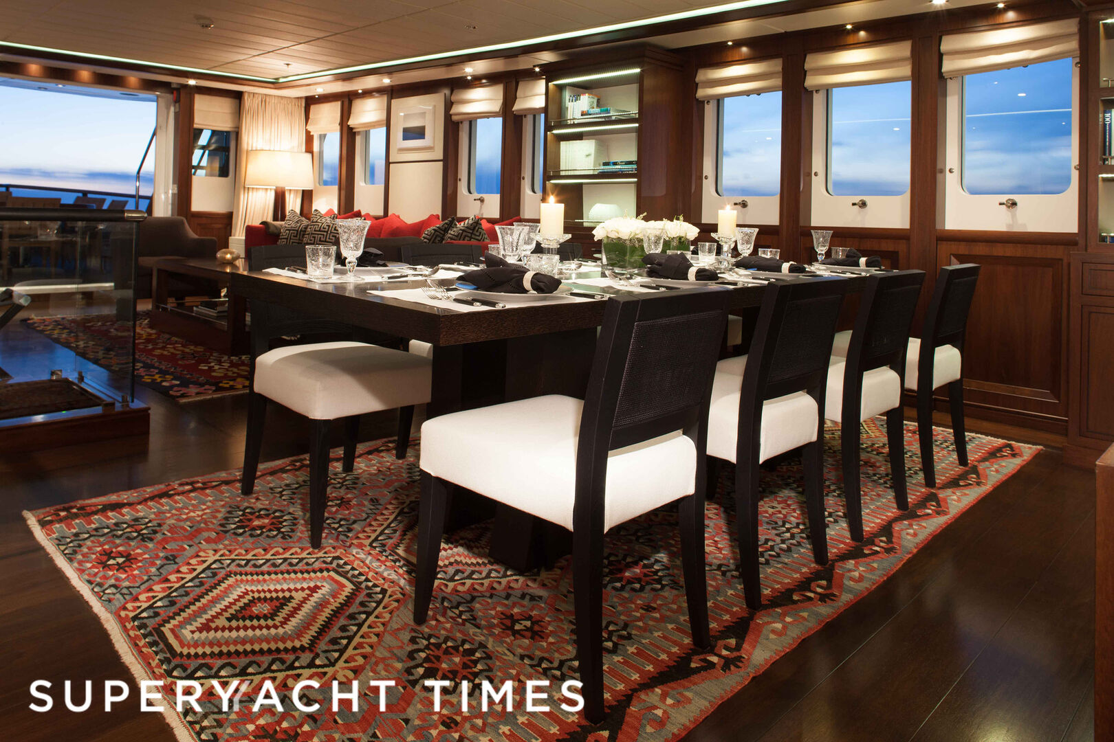 Ice Lady yacht dining 