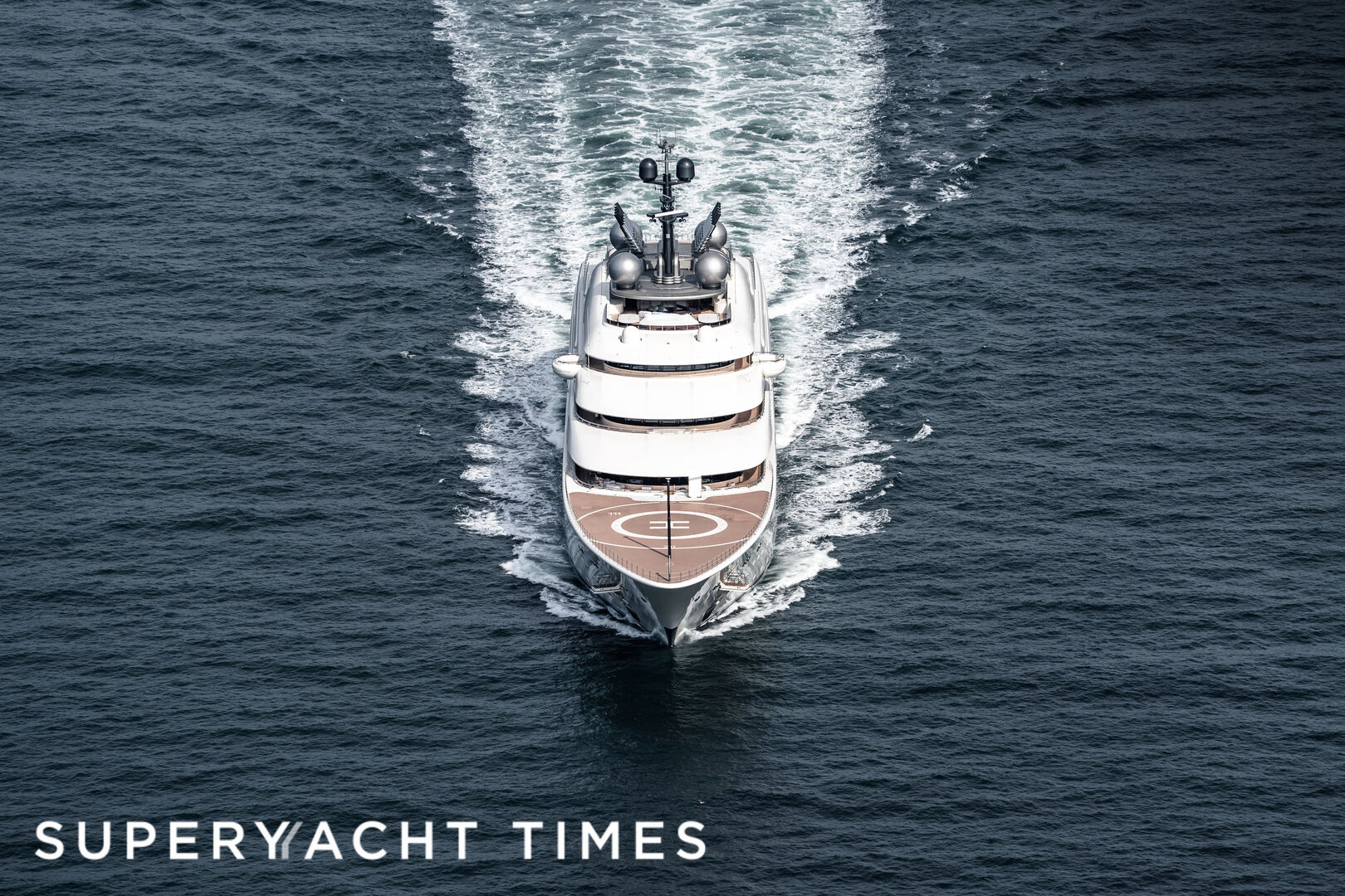 Blue yacht cruising