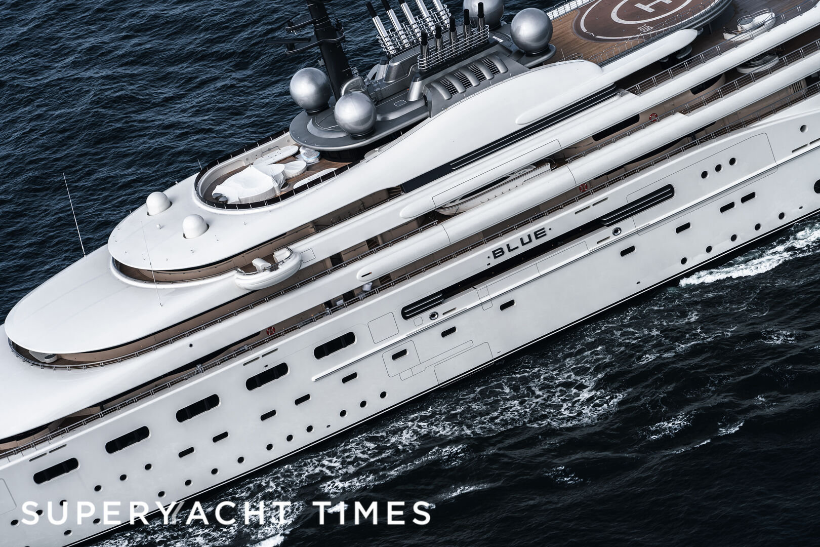 Blue yacht cruising