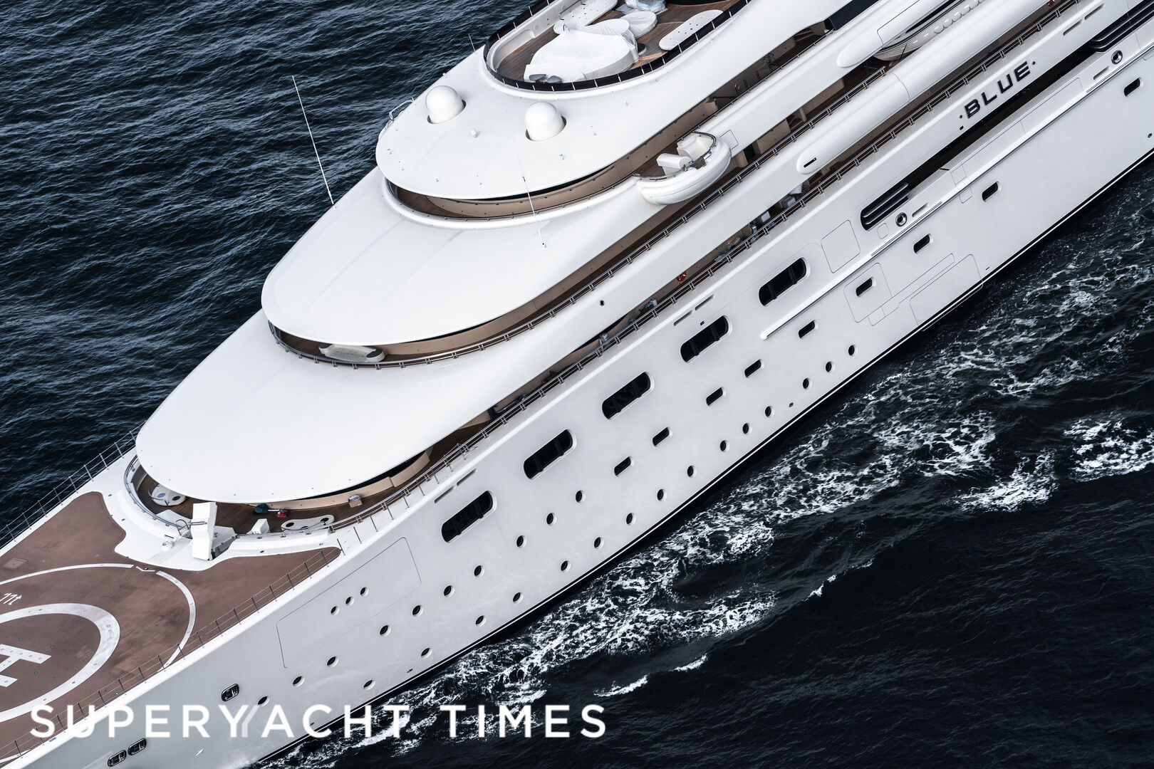 Blue yacht cruising