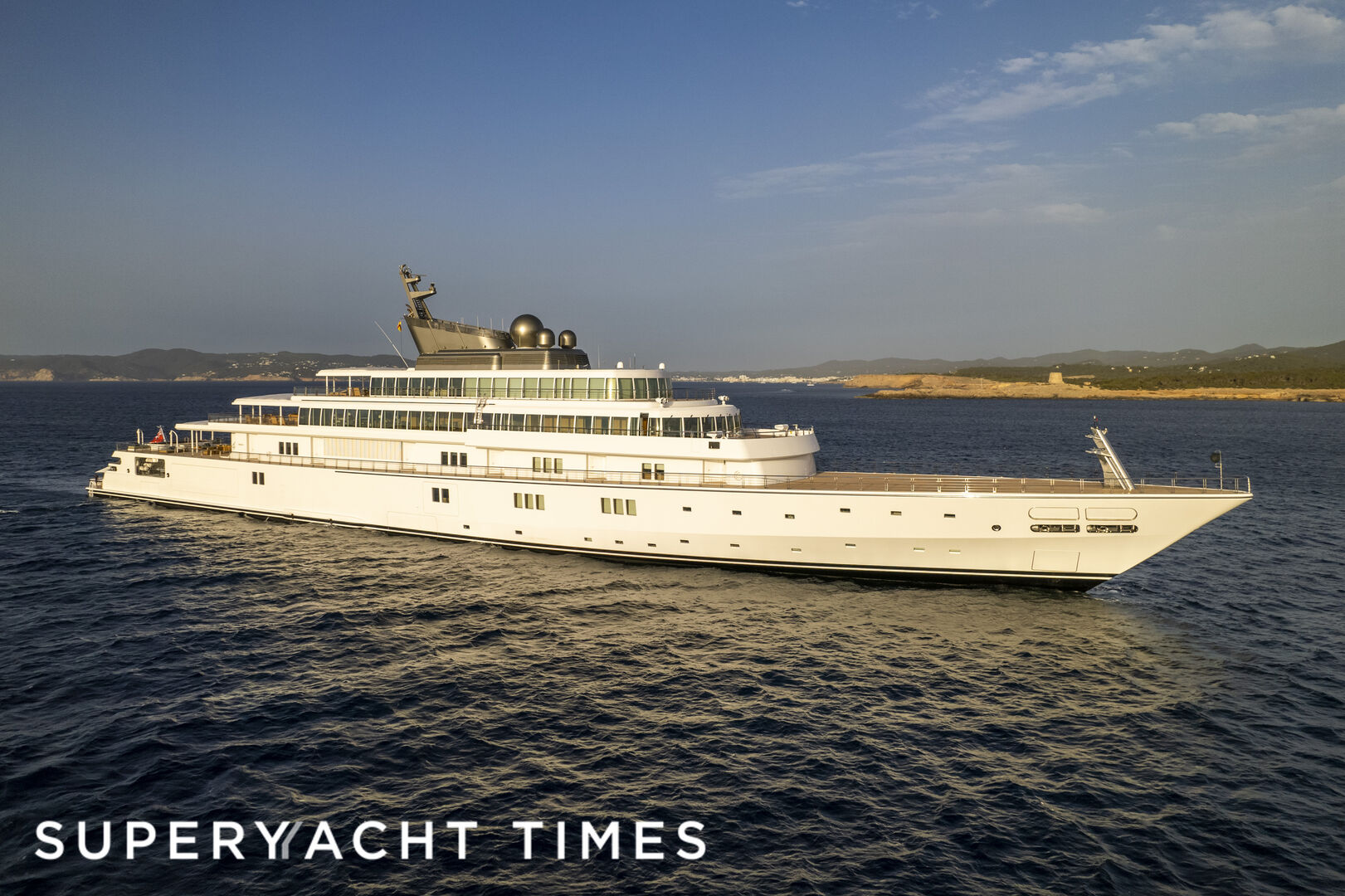 Rising Sun yacht anchored in Ibiza