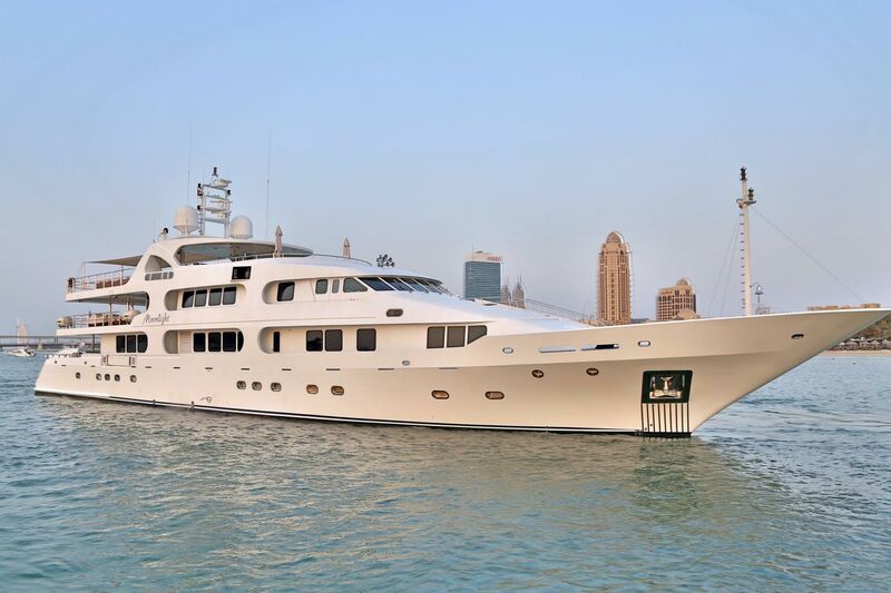 Moonlight yacht anchored 