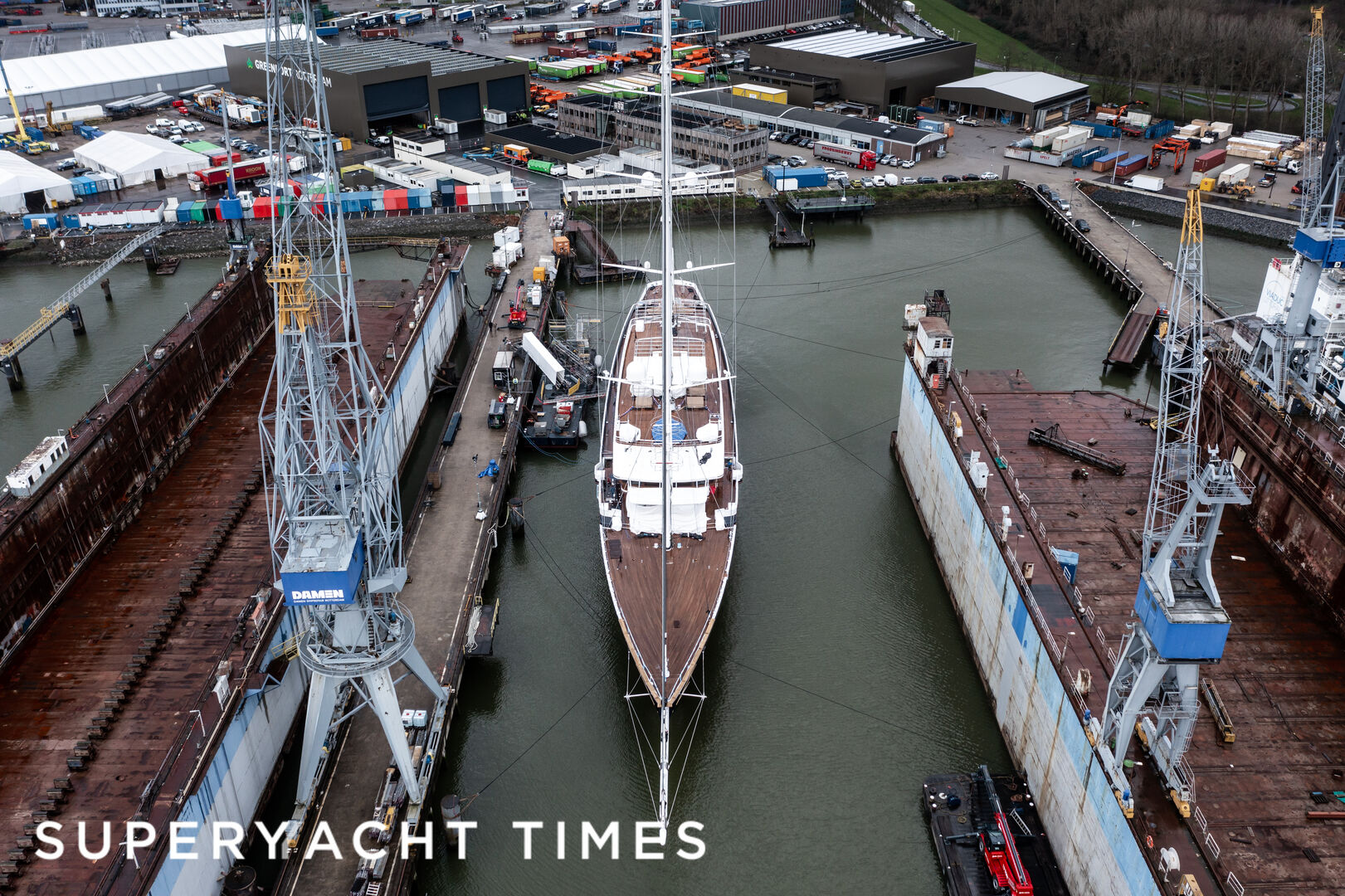 Koru yacht moored at Greenport Rotterdam