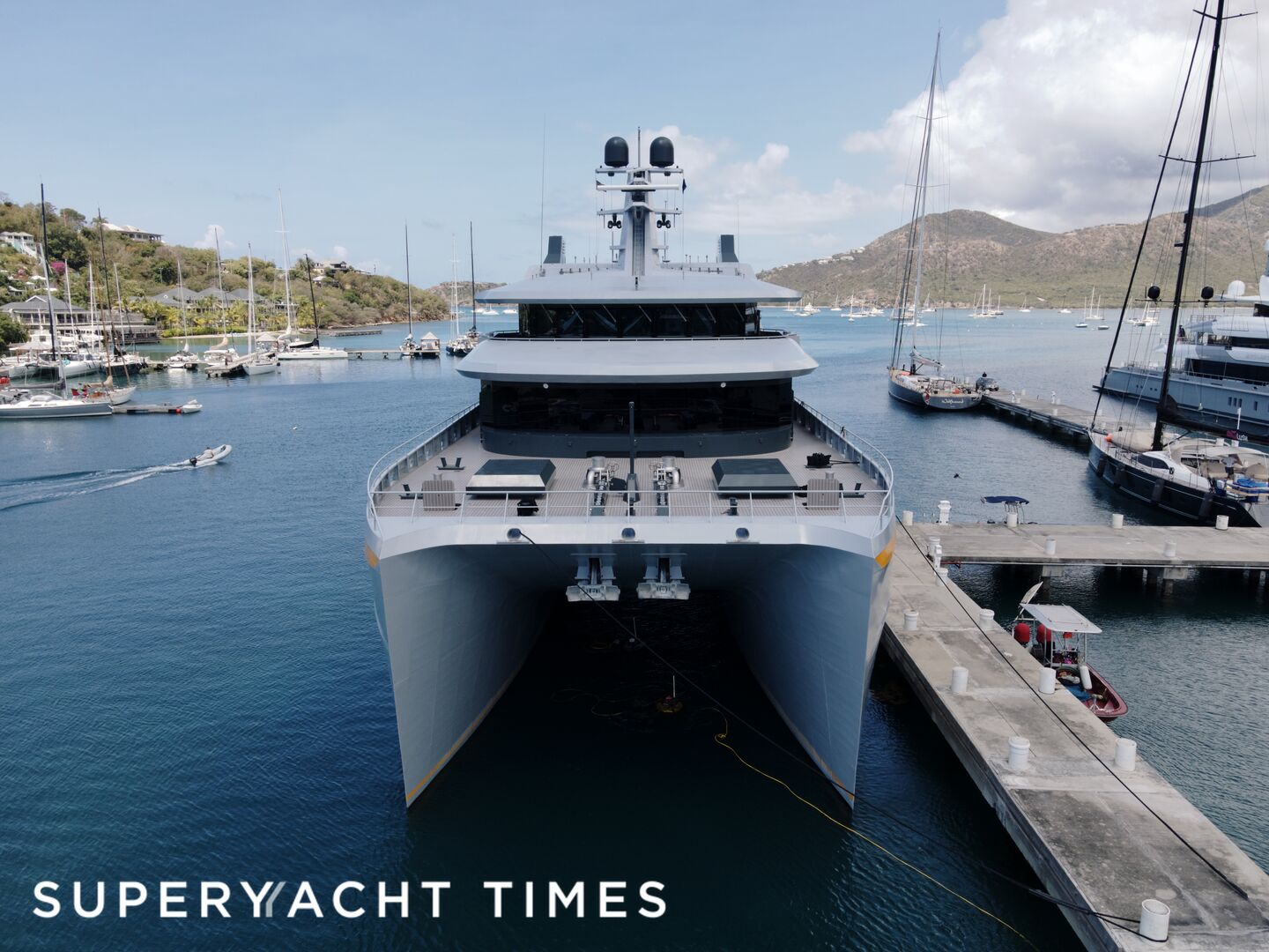 Nebula yacht docked in Antigua 