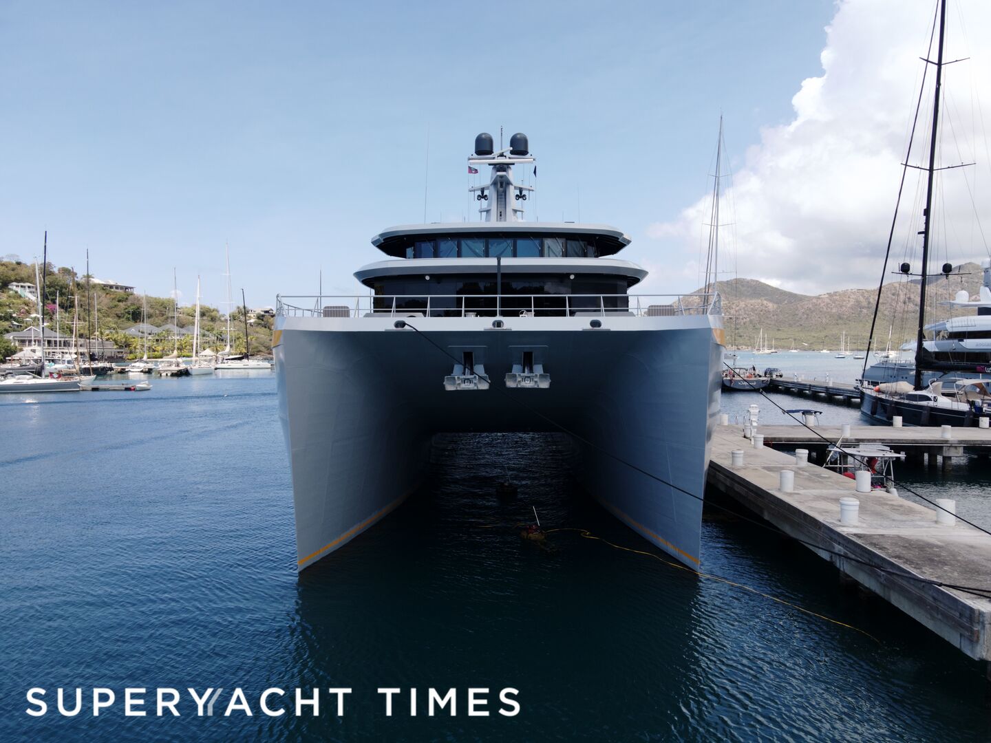 Nebula yacht docked in Antigua 