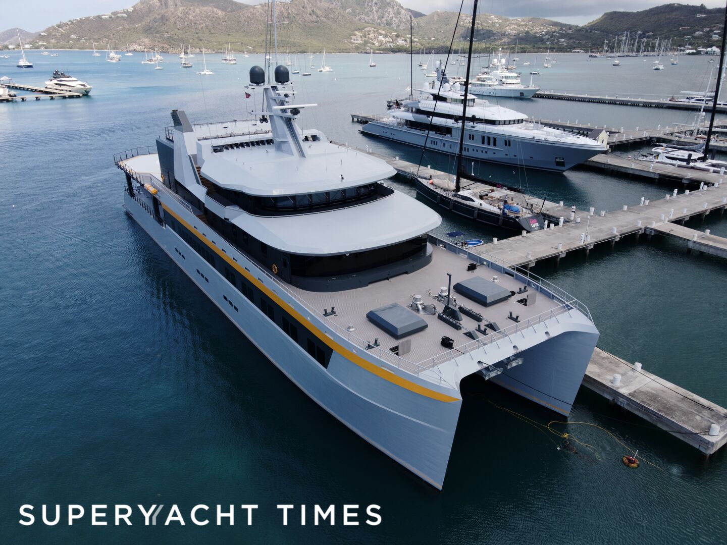 Nebula yacht docked in Antigua 