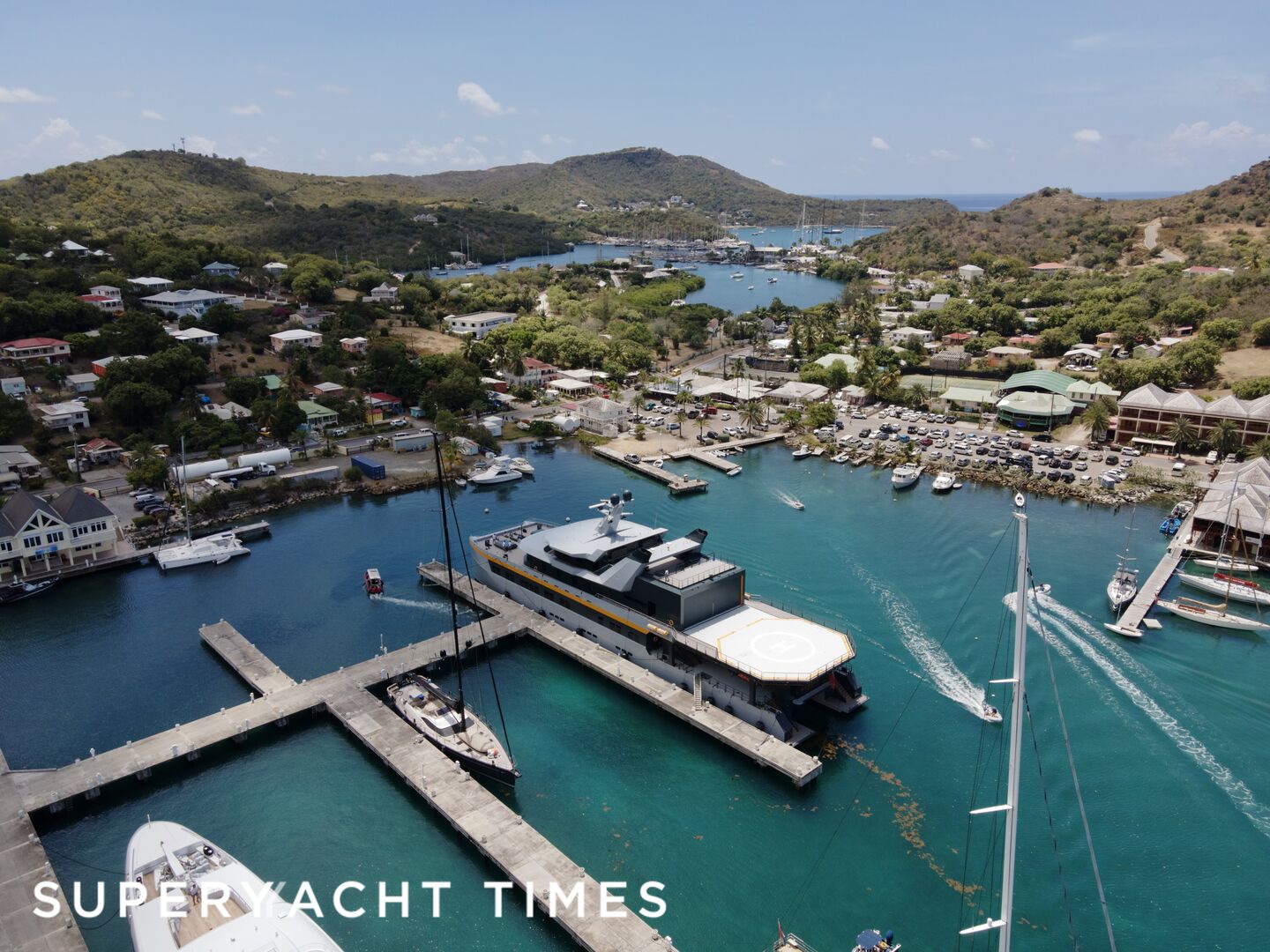 Nebula yacht docked in Antigua 