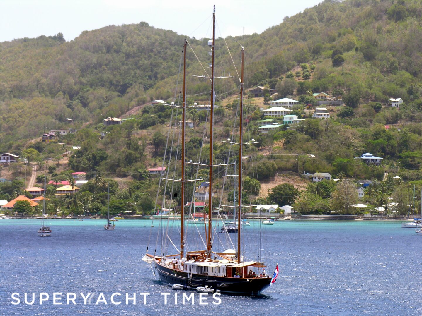 Fleurtje anchored in the Caribbean