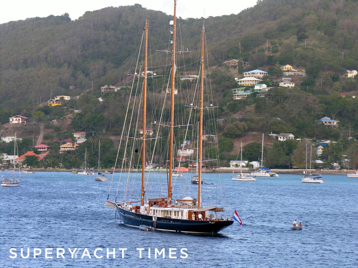 Fleurtje anchored in the Caribbean