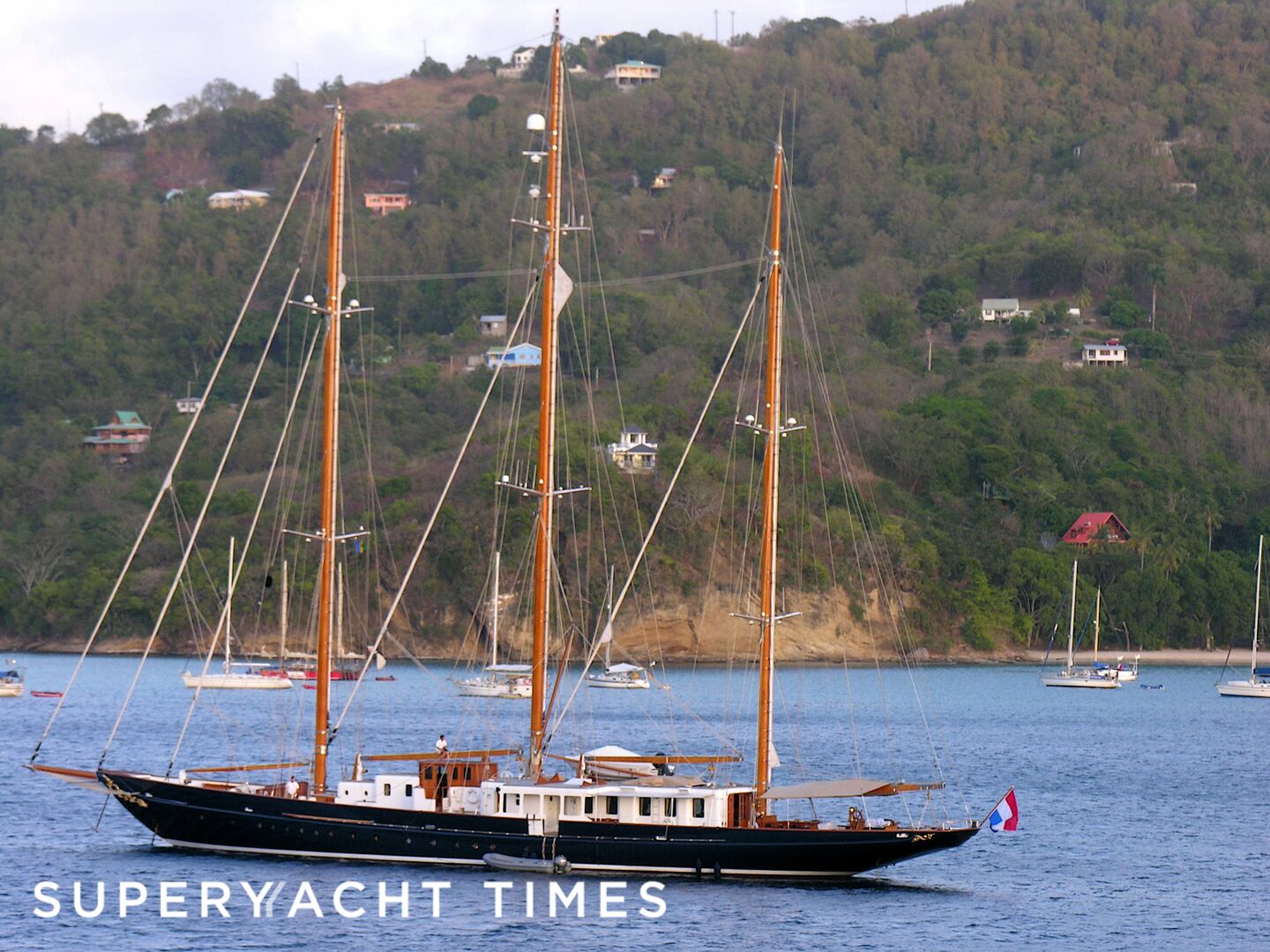Fleurtje anchored in the Caribbean