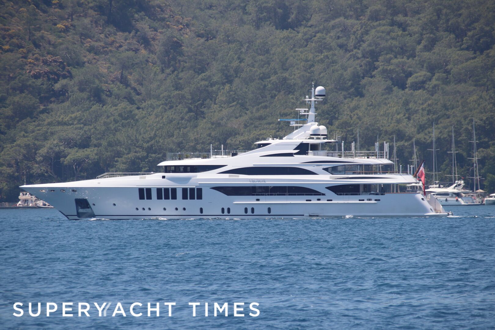 Vector yacht cruising off Göcek 