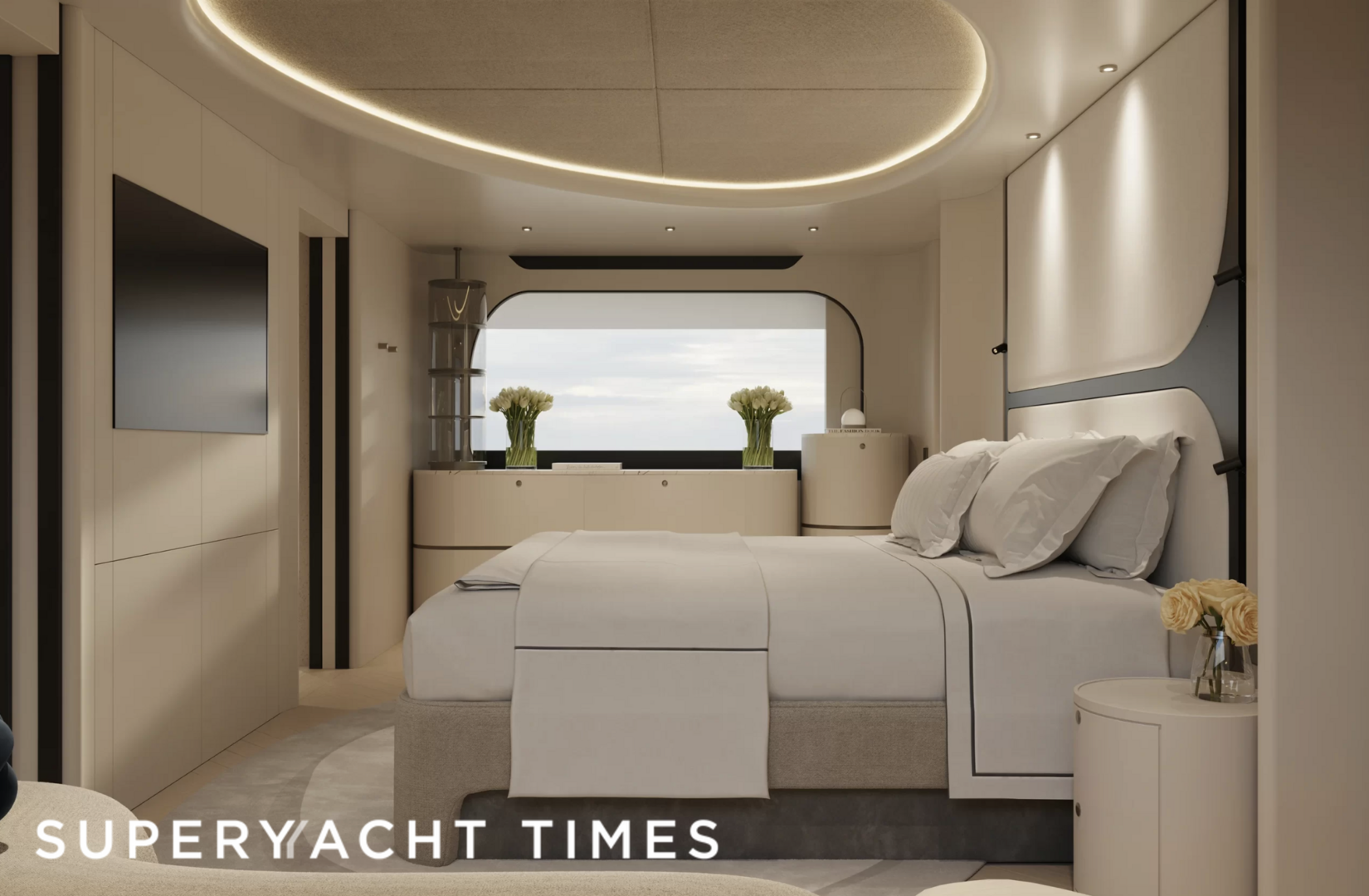 New interior renders of 34m Van der Valk yacht Project 111.11 unveiled