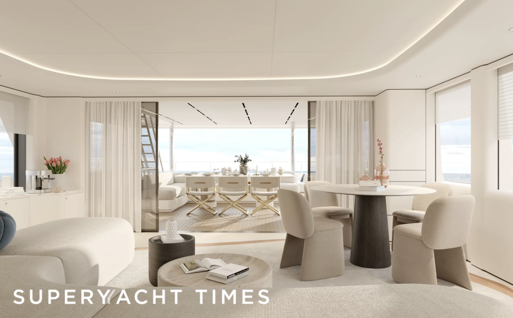 New interior renders of 34m Van der Valk yacht Project 111.11 unveiled