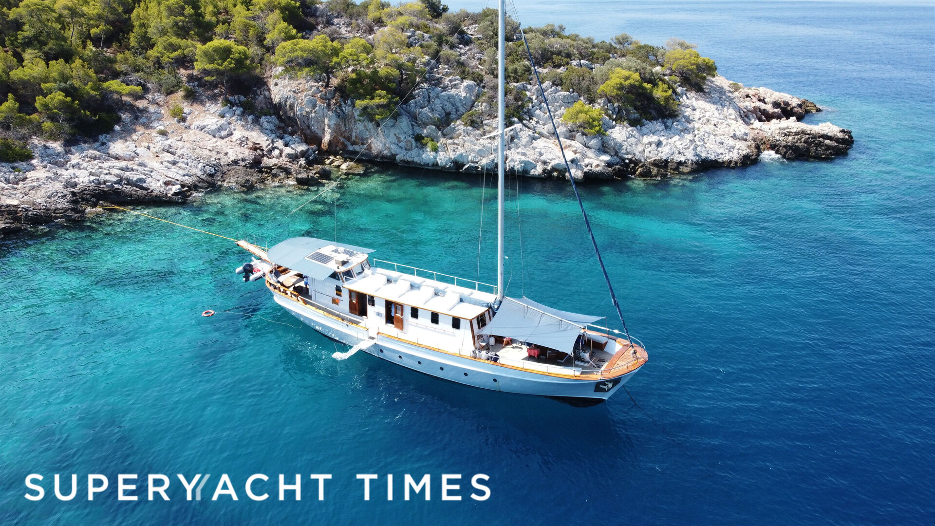 Cosmos yacht anchored