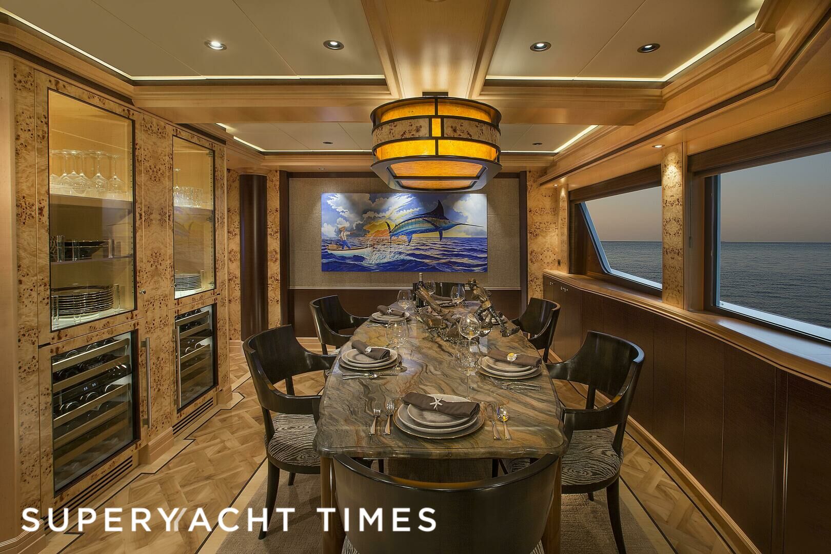 Cazador yacht dining