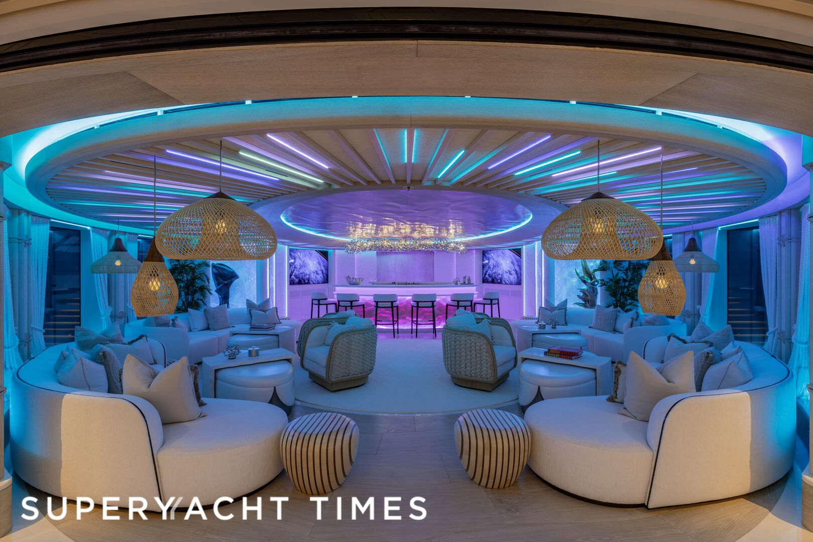 Kismet yacht pool deck lounge
