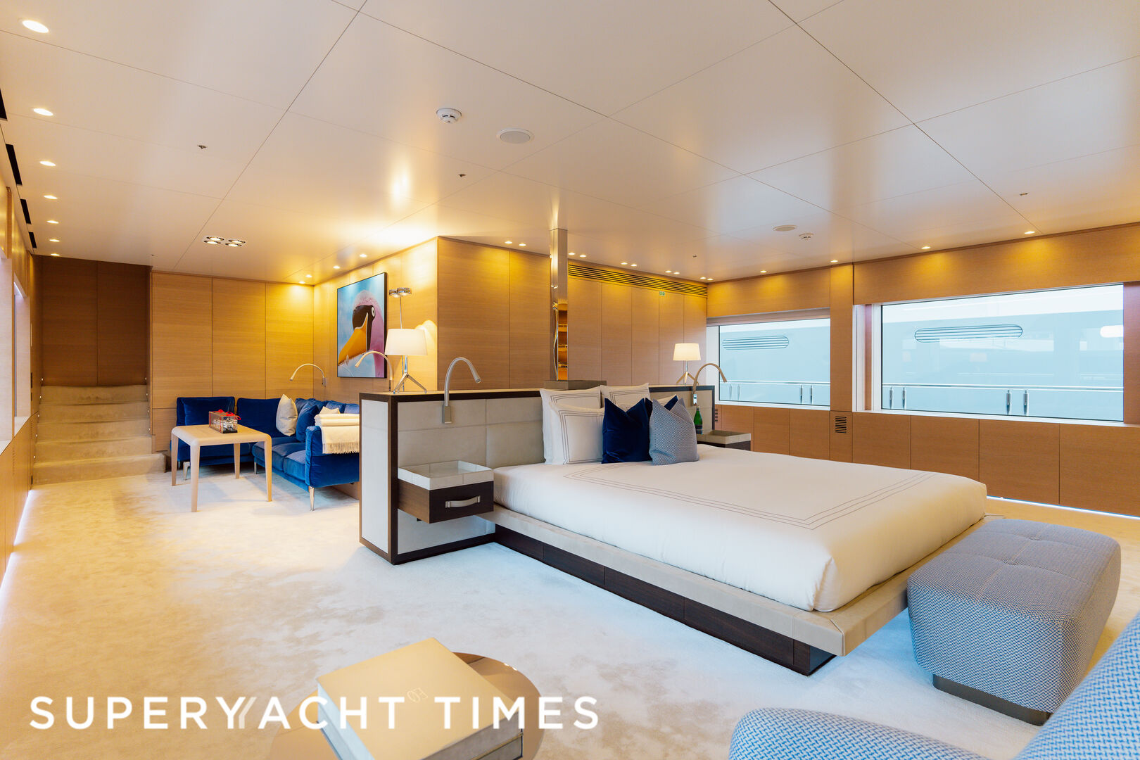 Bold yacht stateroom