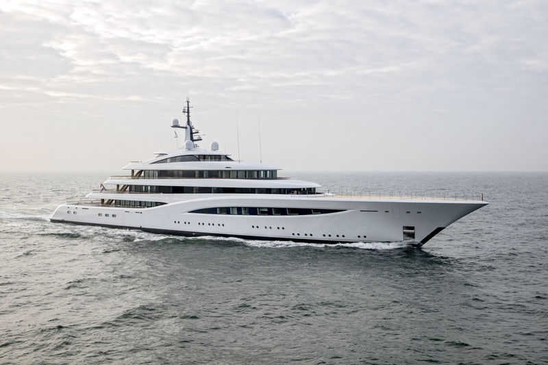 Superyacht Symphony, 101m Feadship departing Gibraltar, also