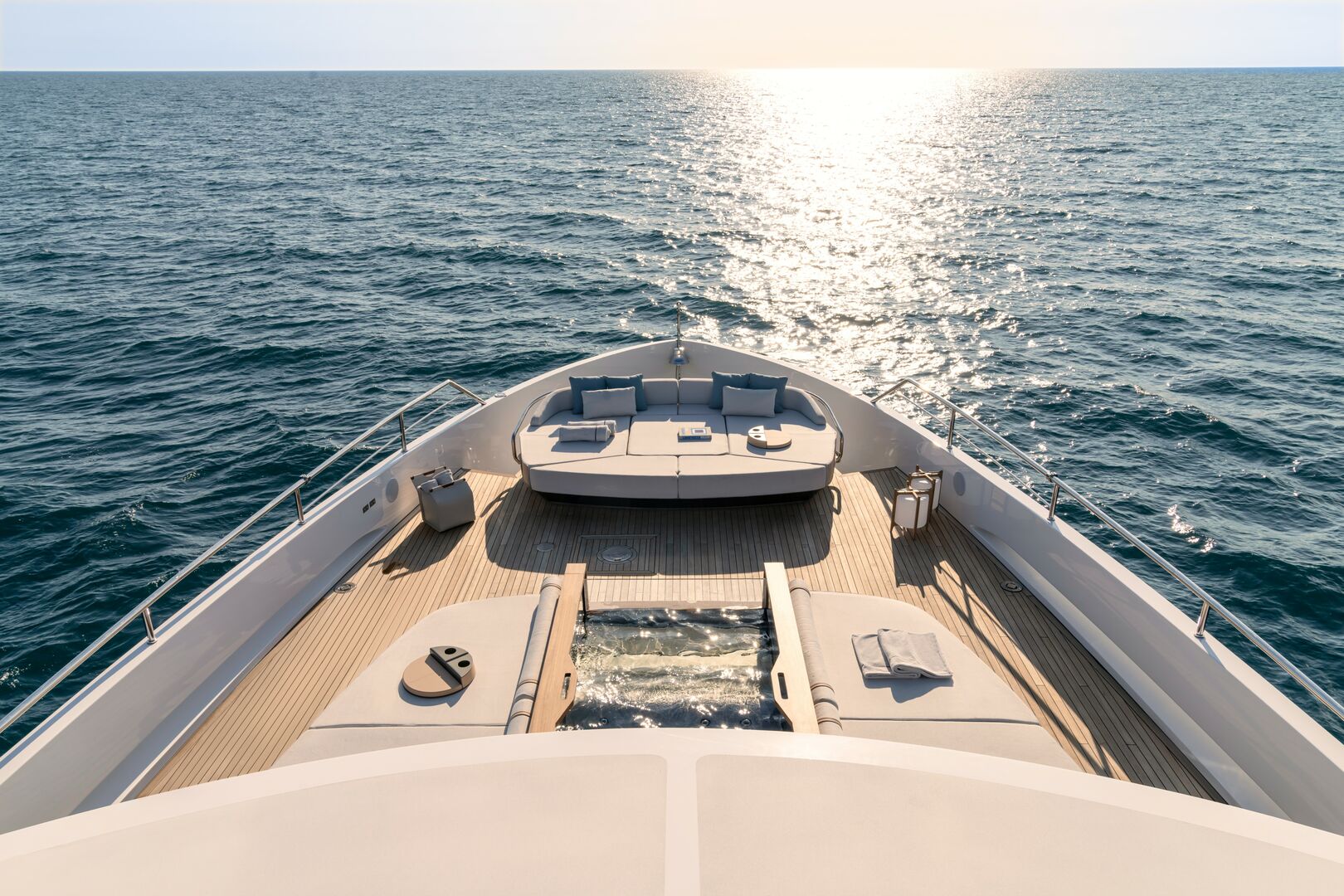 The Bow of the Azimut Grande Trideck — the real vessel that inspired The Elysium Grace