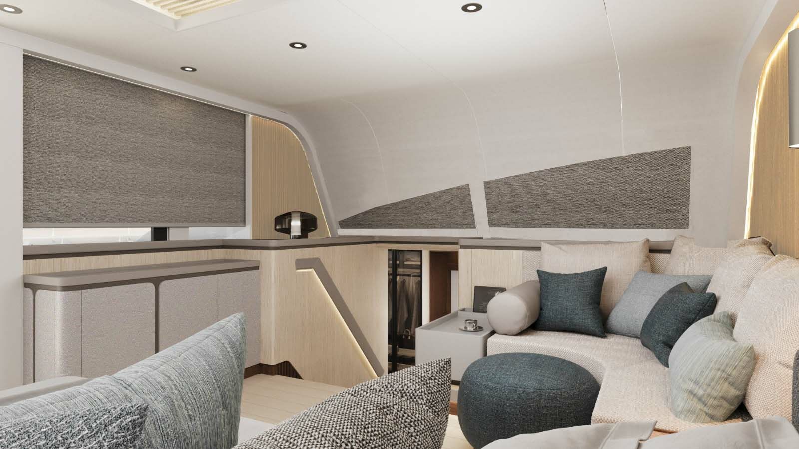 Project NB110 Catamaran yacht interior rendering