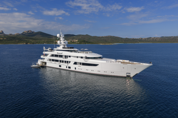 Boardwalk yacht anchored 