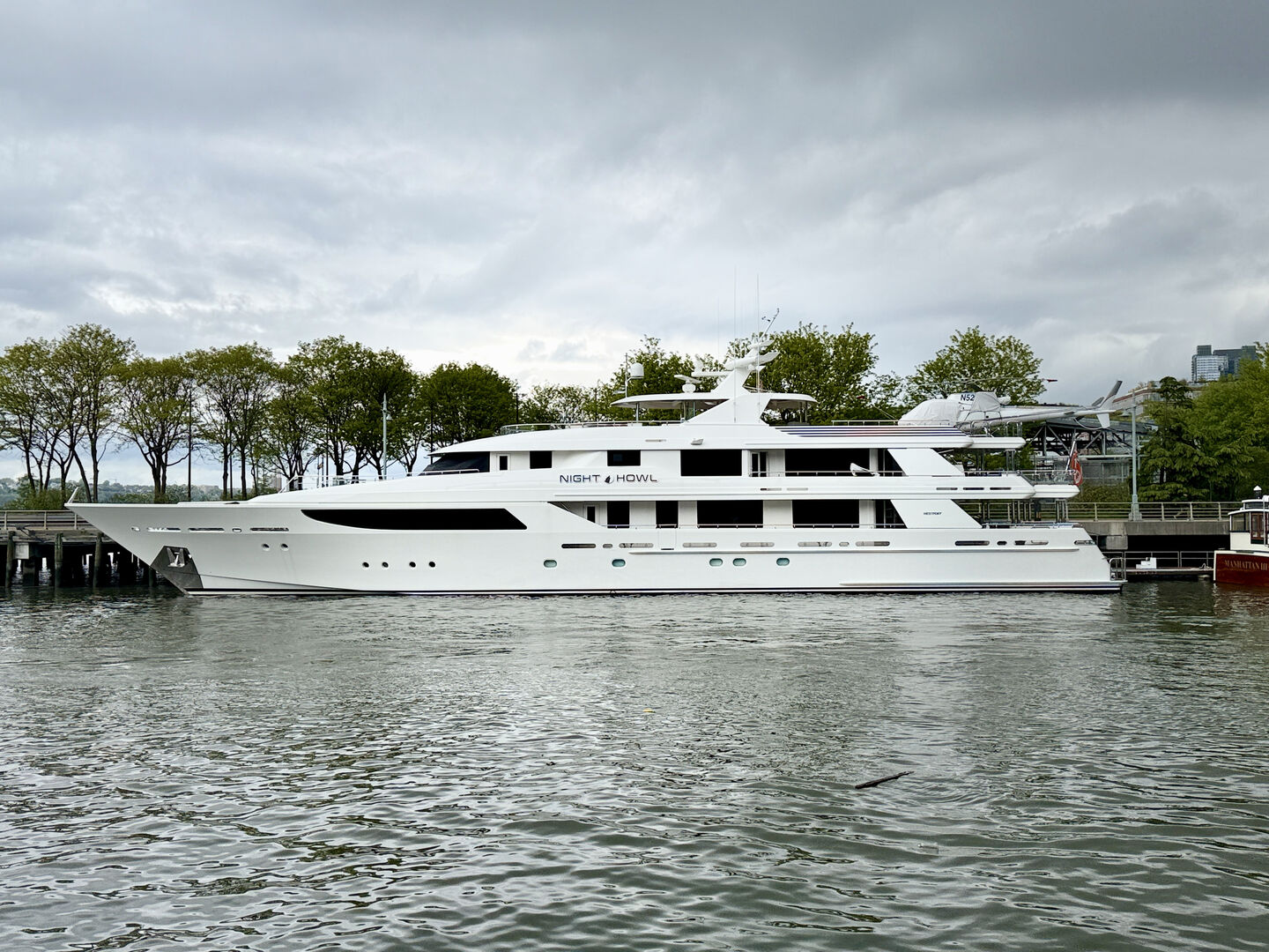 Night Howl yacht anchored in Chelsea Piers