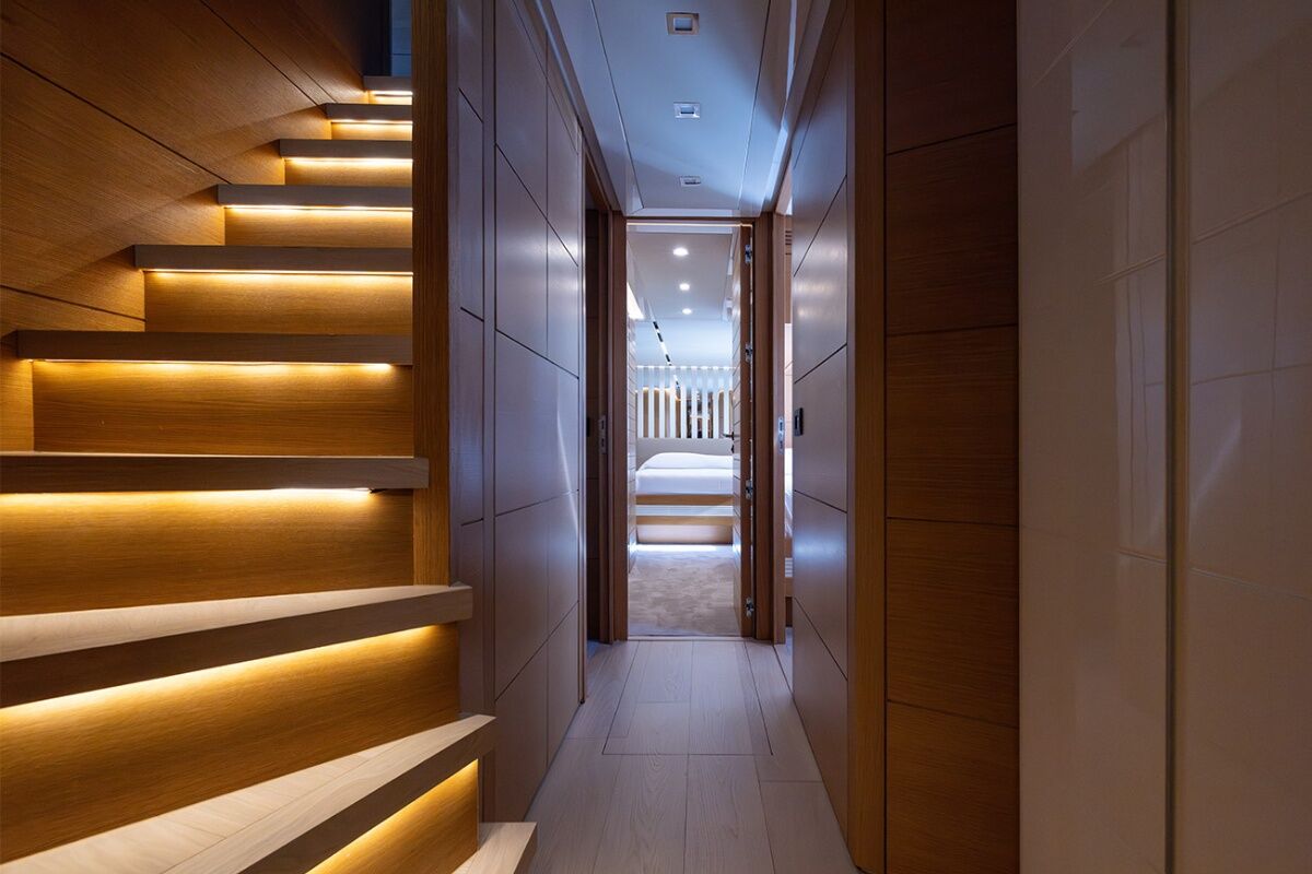 Mai Dire Mai yacht staircase