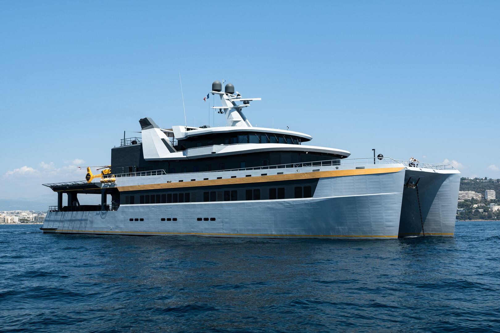 The 68m Astilleros Armon support yacht Nebula in Cannes 