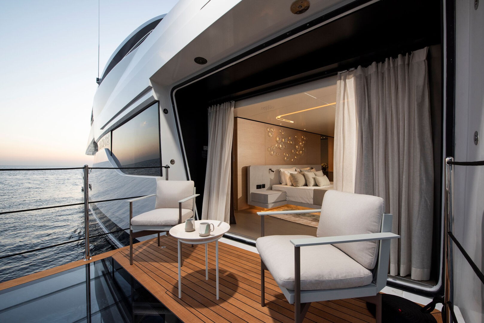 The main saloon of 44m Orion superyacht Orion One cruising