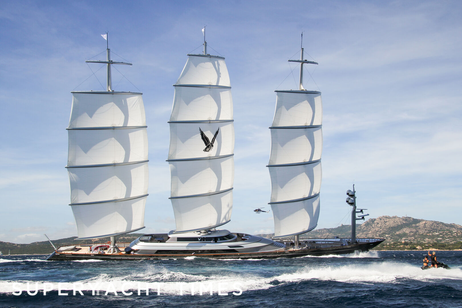 Maltese Falcon yacht sailing in Porto Cervo