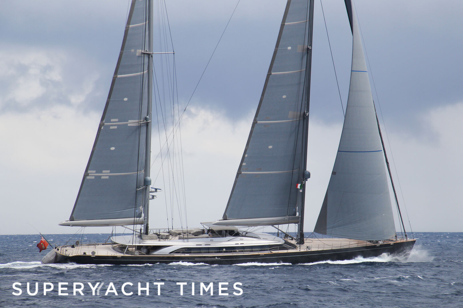 Sybaris yacht sailing in Porto Cervo