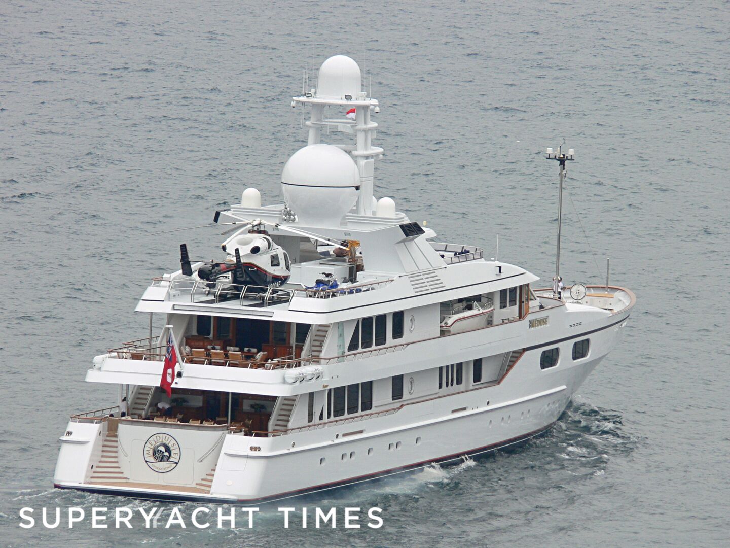 Meduse yacht leaving Monaco yacht show 2006