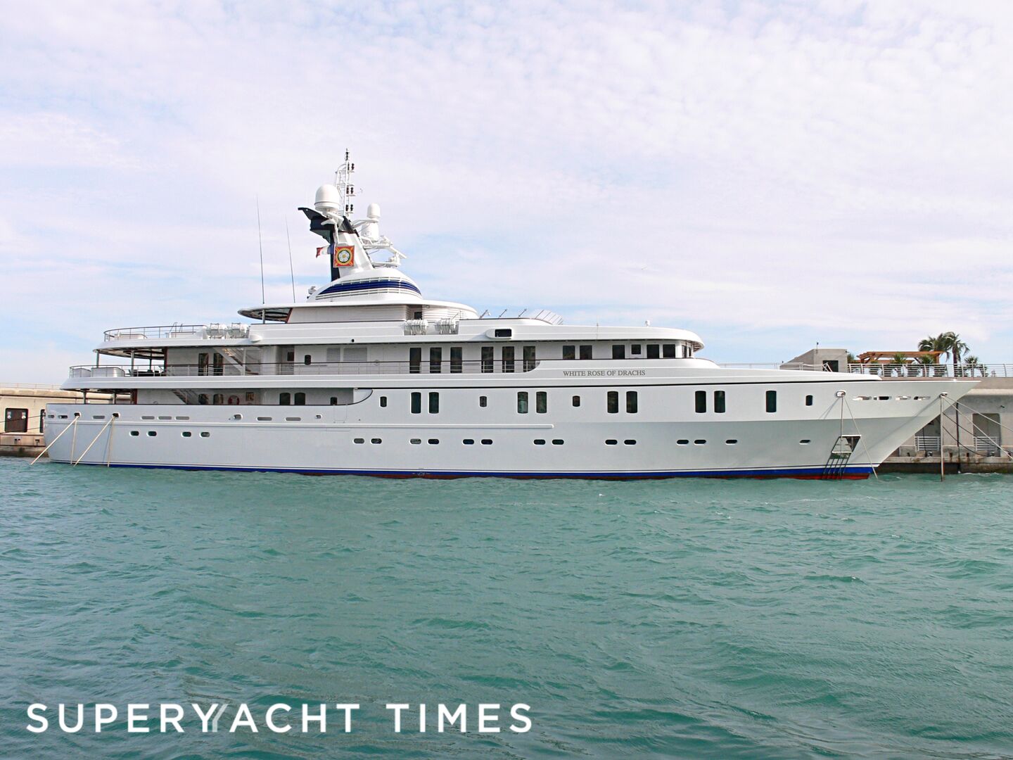 White Rose of Drachs yacht at home berth in Cap d'Ali