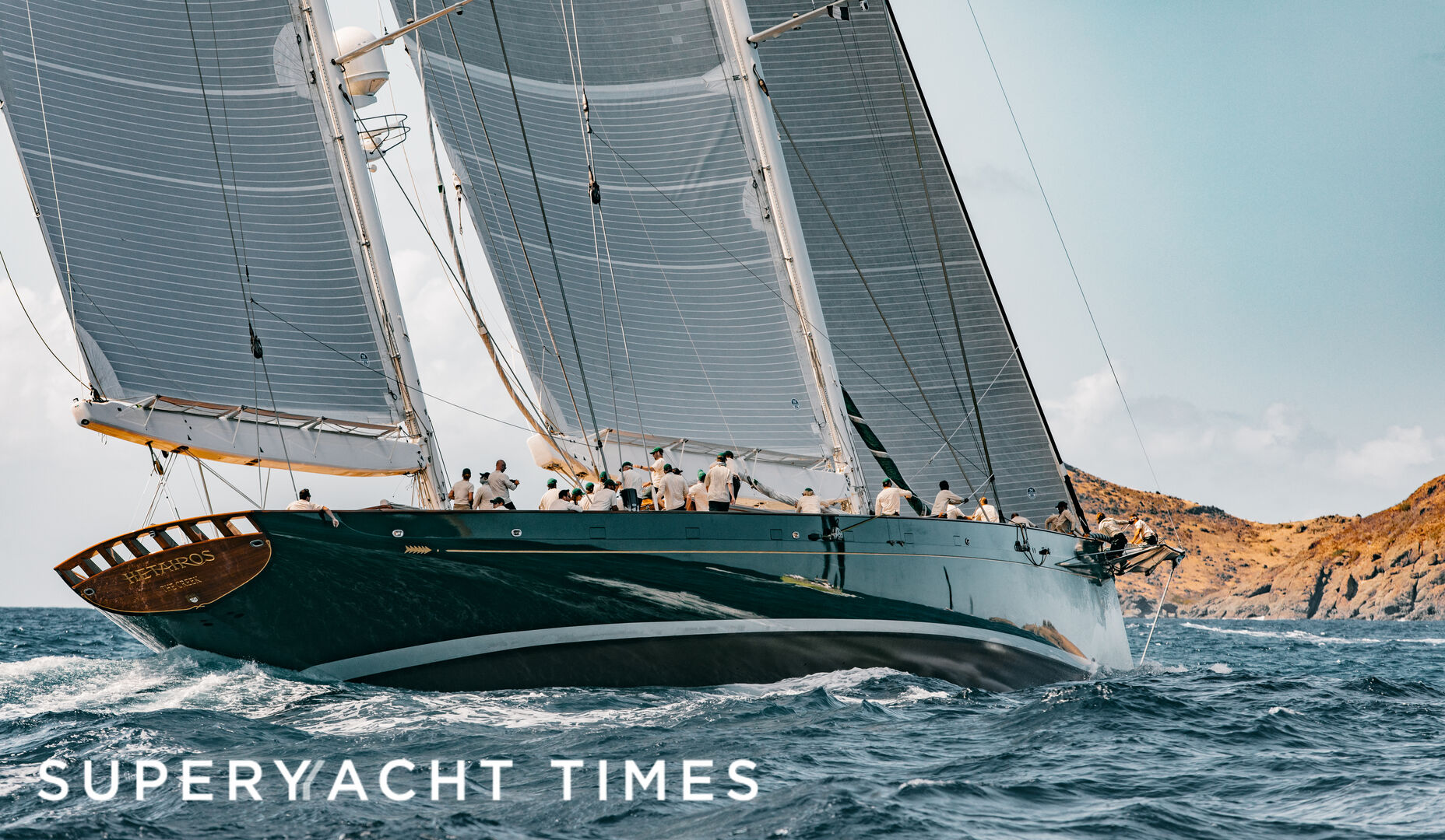 The 62m Baltic sailing yacht Hetairos underway