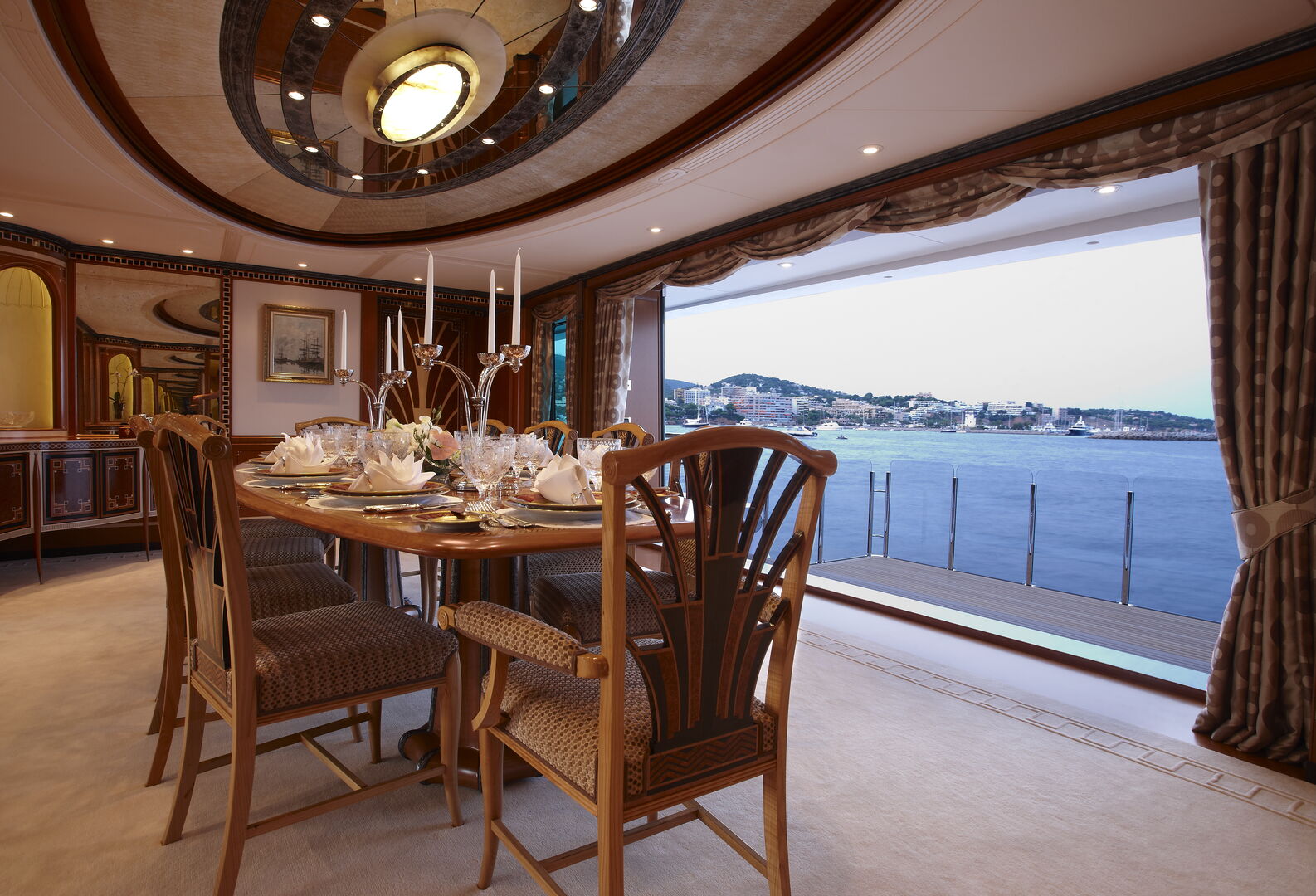 Lady Christine yacht dining room
