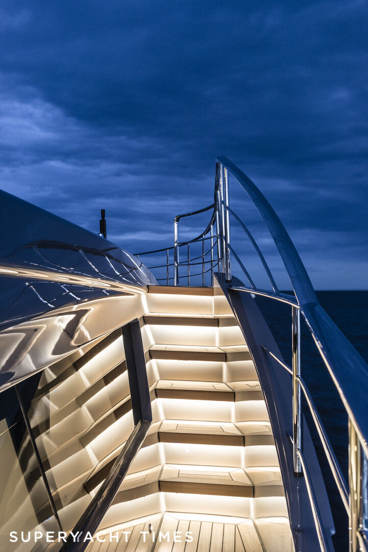Chorusline yacht deck at night